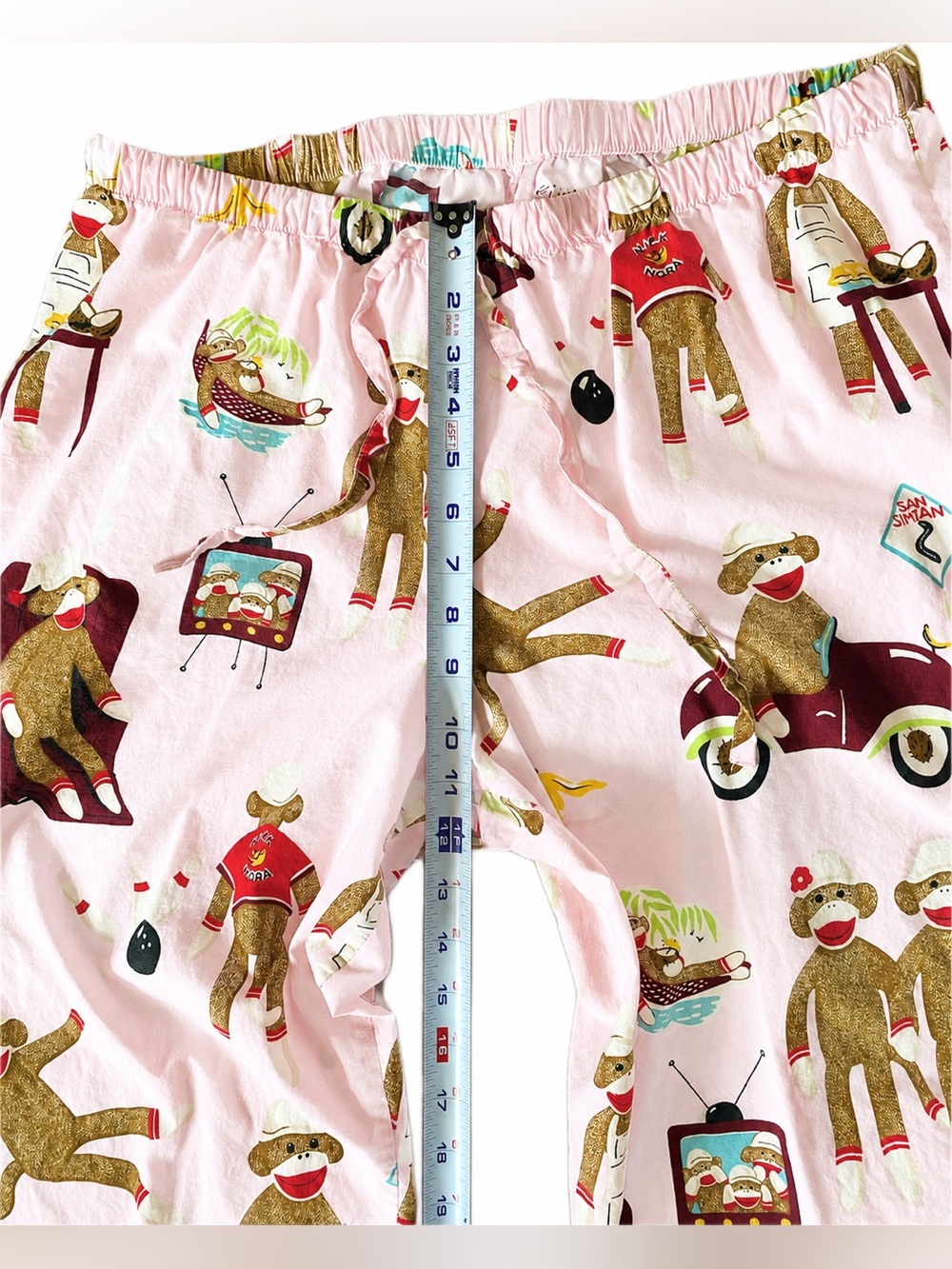 Nick & Nora Pink Women’s Sock Monkey Pajama Set L - Picture 11 of 13